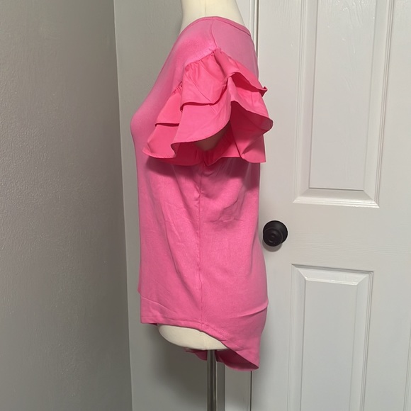 NWT Grace & Emma Love On Top Bodysuit in Hot Pink with Ruffle Sleeves - Picture 7 of 16